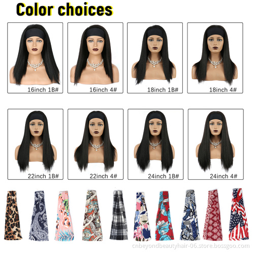Headband Wigs for Black Women Black Straight Wig with Headband Long Synthetic Headband Wig